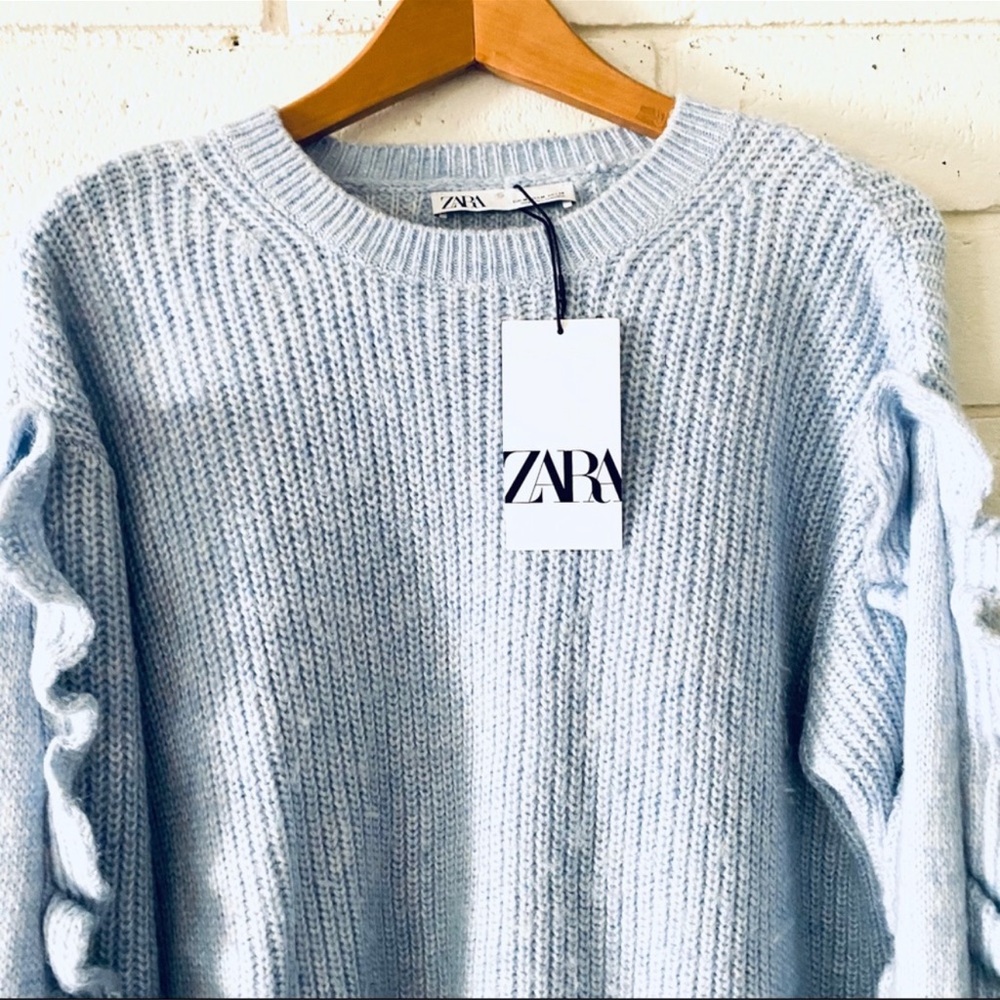 NWT Zara 🦋Bloggers Fave🦋 Flounce Knit Sweater - Picture 12 of 14